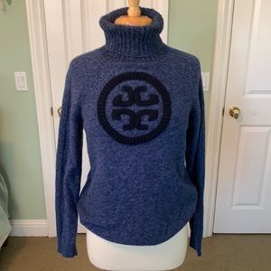 York Burch Blue/Black Turtleneck long sleeve with Tory crest embroidered black